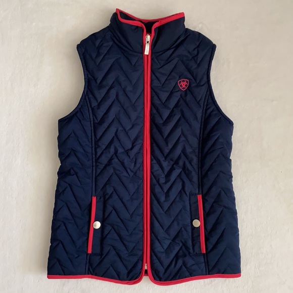 Ariat | Ashley Quilted Insulated Equestrian Riding Vest Navy Eclipse/Pink (S/8) - Picture 2 of 16